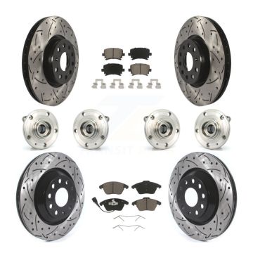 Front Rear Hub Bearing Coat Brake Rotor Pad Kit (10Pc) For 09-10 Volkswagen Passat CC AWD KBB-119998