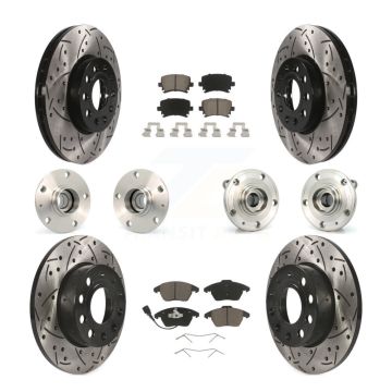 Front Rear Hub Bearing Coated Disc Brake Rotors And Pads Kit (10Pc) For Volkswagen Rabbit KBB-120000