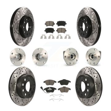 Front Rear Hub Bearing Coated Disc Brake Rotors And Pads Kit (10Pc) For Volkswagen Rabbit KBB-120001