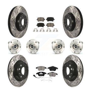 Front Rear Hub Bearing Coated Brake Rotor & Pads Kit (10Pc) For Volkswagen Tiguan Audi Q3 KBB-120002