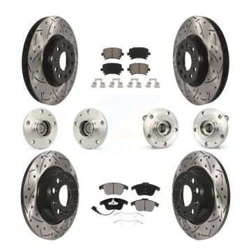 Front Rear Hub Bearing Coated Brake Rotor & Pads Kit (10Pc) For Volkswagen Tiguan Audi Q3 KBB-120003