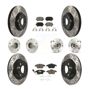 Front Rear Hub Bearing Coated Disc Brake Rotor & Pads Kit (10Pc) For Volkswagen CC Passat KBB-120004