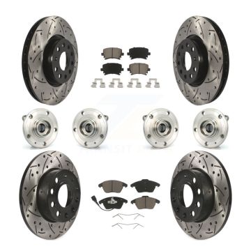 Front Rear Hub Bearings Coated Disc Brake Rotors And Pads Kit (10Pc) For Audi A3 Quattro KBB-120009
