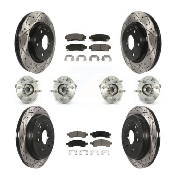 Front Rear Hub Bearing Coated Brake Rotor And Pad Kit (10Pc) For GMC Acadia Buick Enclave KBB-120015