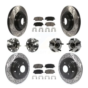 Front Rear Hub Bearing Coated Disc Brake Rotor & Pad Kit (10Pc) For Hyundai Genesis Coupe KBB-120018