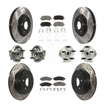 Front Rear Hub Bearing Coated Brake Rotor & Pads Kit (10Pc) For Honda Pilot Acura MDX ZDX KBB-120021