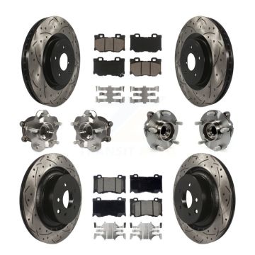 Front Rear Hub Bearing Coated Brake Rotor & Pad Kit (10Pc) For 2009-2013 INFINITI G37 RWD KBB-120024