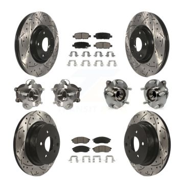 Front Rear Hub Bearing Coated Brake Rotor Pads Kit (10Pc) For INFINITI EX35 QX50 EX37 G25 KBB-120026