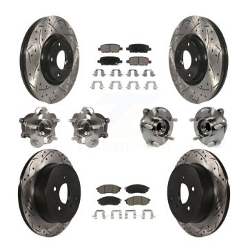 Front Rear Hub Bearing Coated Brake Rotor Pads Kit (10Pc) For 2015-2017 INFINITI QX70 RWD KBB-120033