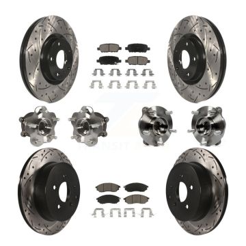 Front Rear Hub Bearing Coated Brake Rotor Pads Kit (10Pc) For 2015-2017 INFINITI QX70 AWD KBB-120034