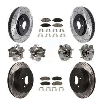 Front Rear Hub Bearing Coated Disc Brake Rotor Pads Kit (10Pc) For INFINITI FX35 FX37 RWD KBB-120037