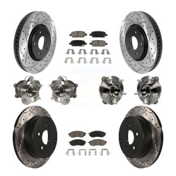 Front Rear Hub Bearing Coated Disc Brake Rotor Pads Kit (10Pc) For INFINITI FX35 FX37 AWD KBB-120038