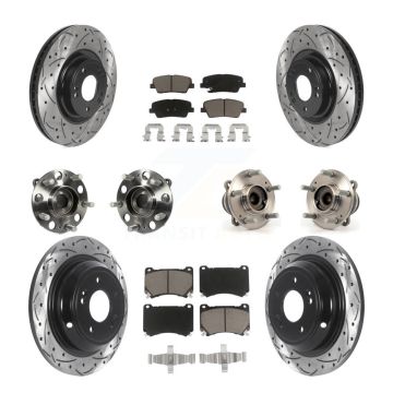 Front Rear Hub Bearing Coated Disc Brake Rotor & Pads Kit (10Pc) For Hyundai Genesis 4.6L KBB-120047