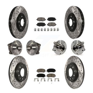 Front Rear Hub Bearing Coated Brake Rotor & Pad Kit (10Pc) For 2015-2017 Chrysler 200 AWD KBB-120049