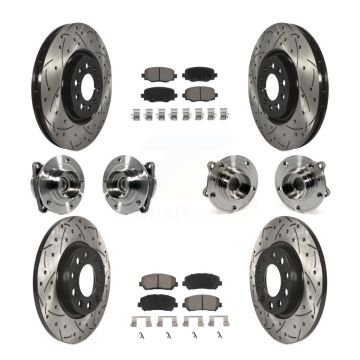 Front Rear Hub Bearing Coated Brake Rotor & Pad Kit (10Pc) For 2015-2017 Chrysler 200 FWD KBB-120050