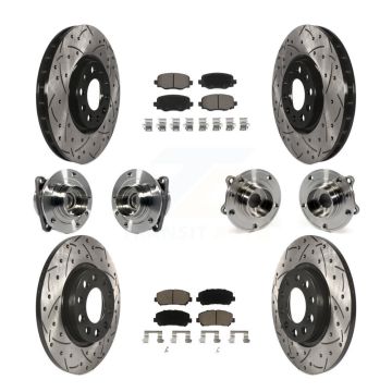 Front Rear Hub Bearing Coated Brake Rotor & Pad Kit (10Pc) For 2015-2017 Chrysler 200 FWD KBB-120051