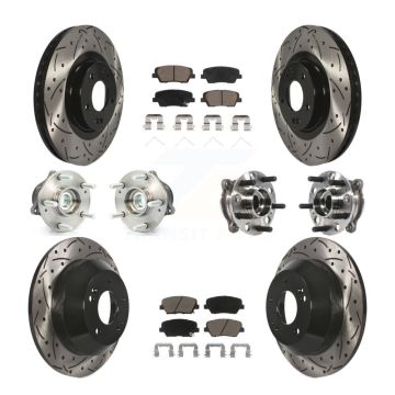 Front Rear Hub Bearing Coated Brake Rotor & Pad Kit (10Pc) For Hyundai Santa Fe Sport FWD KBB-120054