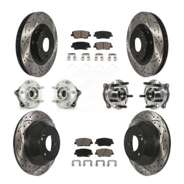 Front Rear Hub Bearing Coated Brake Rotor & Pad Kit (10Pc) For Hyundai Santa Fe Sport AWD KBB-120055
