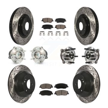 Front Rear Hub Bearing Coated Disc Brake Rotor Pad Kit (10Pc) For Hyundai Santa Fe XL FWD KBB-120056