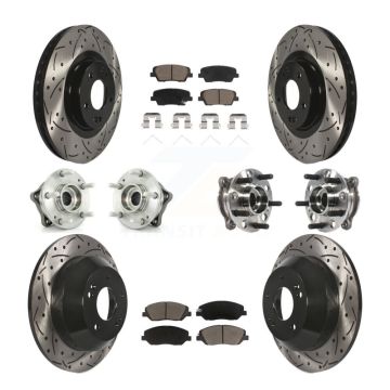 Front Rear Hub Bearing Coated Disc Brake Rotor Pad Kit (10Pc) For Hyundai Santa Fe XL AWD KBB-120057