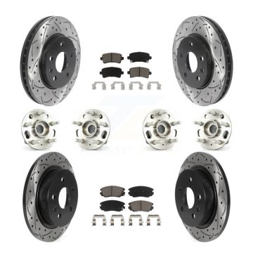 Front Rear Hub Bearing Coated Brake Rotor And Pad Kit (10Pc) For Chevrolet Malibu Limited KBB-120065
