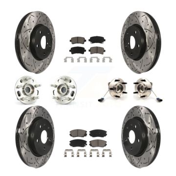 Front Rear Hub Bearing Coated Disc Brake Rotors And Pads Kit (10Pc) For 2010 Buick Allure KBB-120067