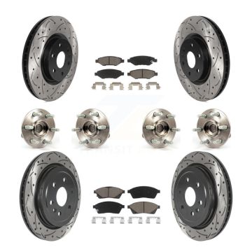 Front Rear Hub Bearing Coated Disc Brake Rotor Pads Kit (10Pc) For Cadillac SRX Saab 9-4X KBB-120068