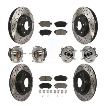 Front Rear Hub Bearing Coated Disc Brake Rotors And Pads Kit (10Pc) For 2016-2018 Mazda 6 KBB-120074