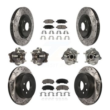 Front Rear Hub Bearings Coated Disc Brake Rotors And Pads Kit (10Pc) For Nissan Rogue KBB-120076