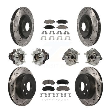 Front Rear Hub Bearings Coated Disc Brake Rotors And Pads Kit (10Pc) For Nissan Rogue KBB-120078