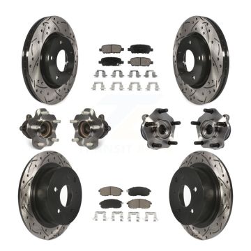Front Rear Hub Bearings Coated Disc Brake Rotors And Pads Kit (10Pc) For Nissan Sentra KBB-120080