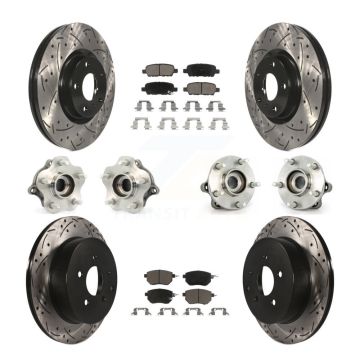 Front Rear Hub Bearing Coated Brake Rotor Pads Kit (10Pc) For 2005-2007 Nissan Murano AWD KBB-120081