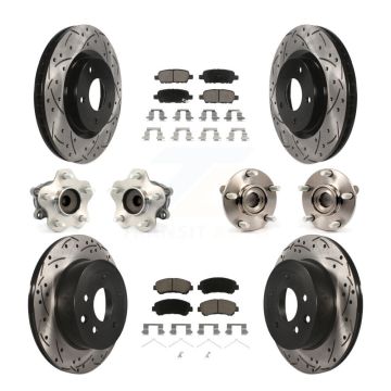 Front Rear Hub Bearing Coated Disc Brake Rotor Pad Kit (10Pc) For Nissan Rogue Select FWD KBB-120088