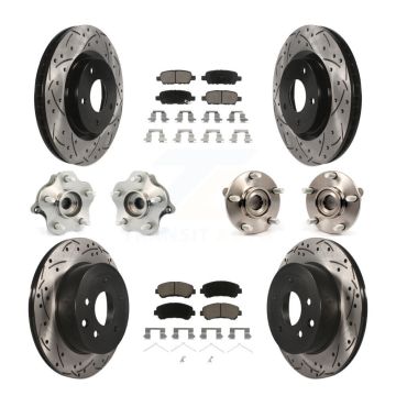Front Rear Hub Bearing Coated Brake Rotor & Pad Kit (10Pc) For 2008-2013 Nissan Rogue AWD KBB-120089