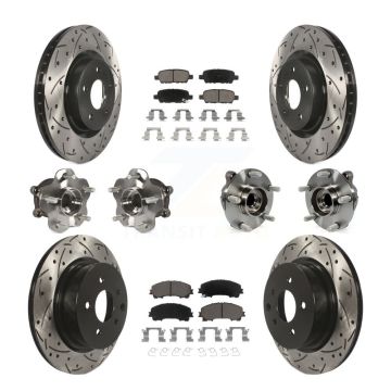 Front Rear Hub Bearing Coated Brake Rotor Pads Kit (10Pc) For 2016-2017 INFINITI QX50 RWD KBB-120090