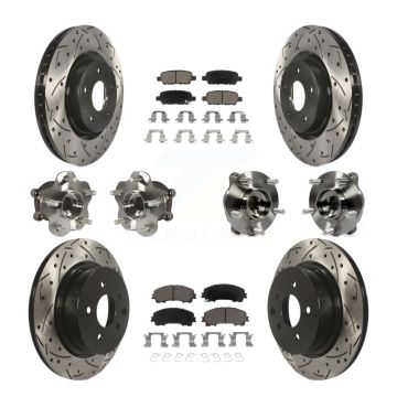 Front Rear Hub Bearing Coated Brake Rotor Pads Kit (10Pc) For 2016-2017 INFINITI QX50 AWD KBB-120091