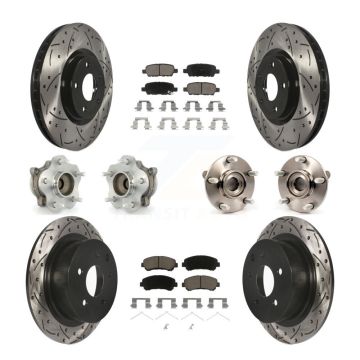 Front Rear Hub Bearings Coated Disc Brake Rotors And Pads Kit (10Pc) For Nissan Sentra KBB-120092