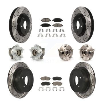 Front Rear Hub Bearing Coated Brake Rotor Pad Kit (10Pc) For Nissan Sentra SE-R with 2.5L KBB-120093