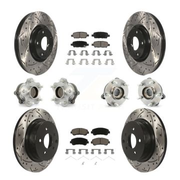 Front Rear Hub Bearings Coated Disc Brake Rotors And Pads Kit (10Pc) For Nissan Maxima KBB-120094