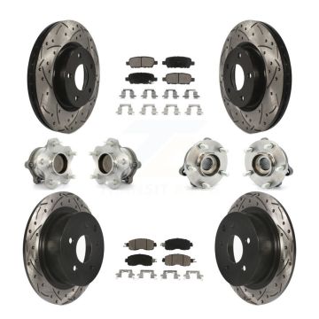 Front Rear Hub Bearings Coated Disc Brake Rotors And Pads Kit (10Pc) For Nissan Altima KBB-120096