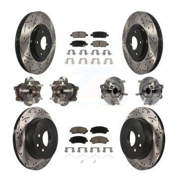 Front Rear Hub Bearing Coat Brake Rotor Pads Kit (10Pc) For Nissan Juke Nismo RS with AWD KBB-120097