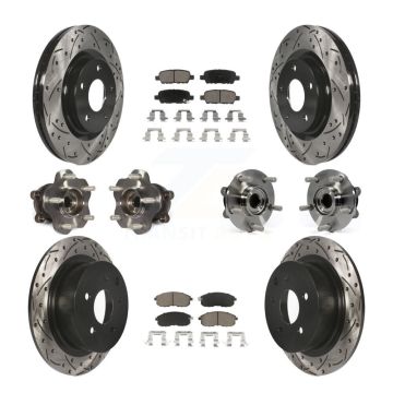 Front Rear Hub Bearing Coated Disc Brake Rotor And Ceramic Pad Kit (10Pc) For Nissan Juke KBB-120098