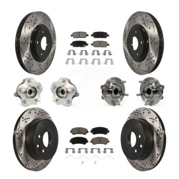 Front Rear Hub Bearing Coat Brake Rotor Pads Kit (10Pc) For Nissan Juke Nismo RS with AWD KBB-120099