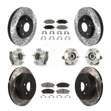 Front Rear Hub Bearing Coated Disc Brake Rotor Pads Kit (10Pc) For 2004-2009 Nissan Quest KBB-120101