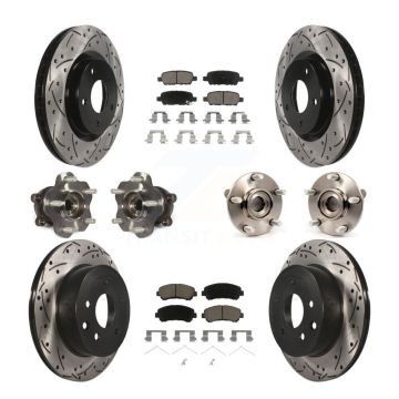 Front Rear Hub Bearing Coat Brake Rotor Pads Kit (10Pc) For 14-15 Nissan Rogue Select AWD KBB-120105