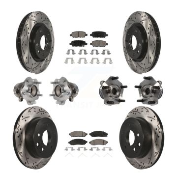 Front Rear Hub Bearing Coated Disc Brake Rotor And Ceramic Pad Kit (10Pc) For Nissan LEAF KBB-120108