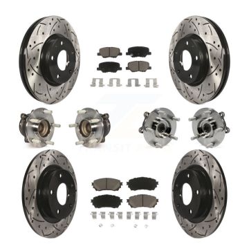 Front Rear Hub Bearings Coated Disc Brake Rotors And Ceramic Pads Kit (10Pc) For Mazda 6 KBB-120109
