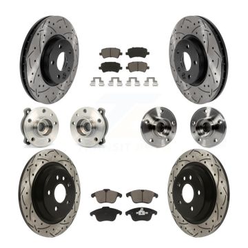 Front Rear Hub Bearing Coated Disc Brake Rotor Pad Kit (10Pc) For 2013-2014 Volvo S60 AWD KBB-120110