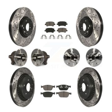 Front Rear Hub Bearing Coated Brake Rotor And Pad Kit (10Pc) For 2010-2015 Volvo XC60 AWD KBB-120111