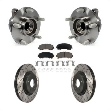 Front Hub Bearing Assembly Drilled Slot Brake Rotor Pad Kit For INFINITI Q50 QX50 Q60 RWD KBB-120121